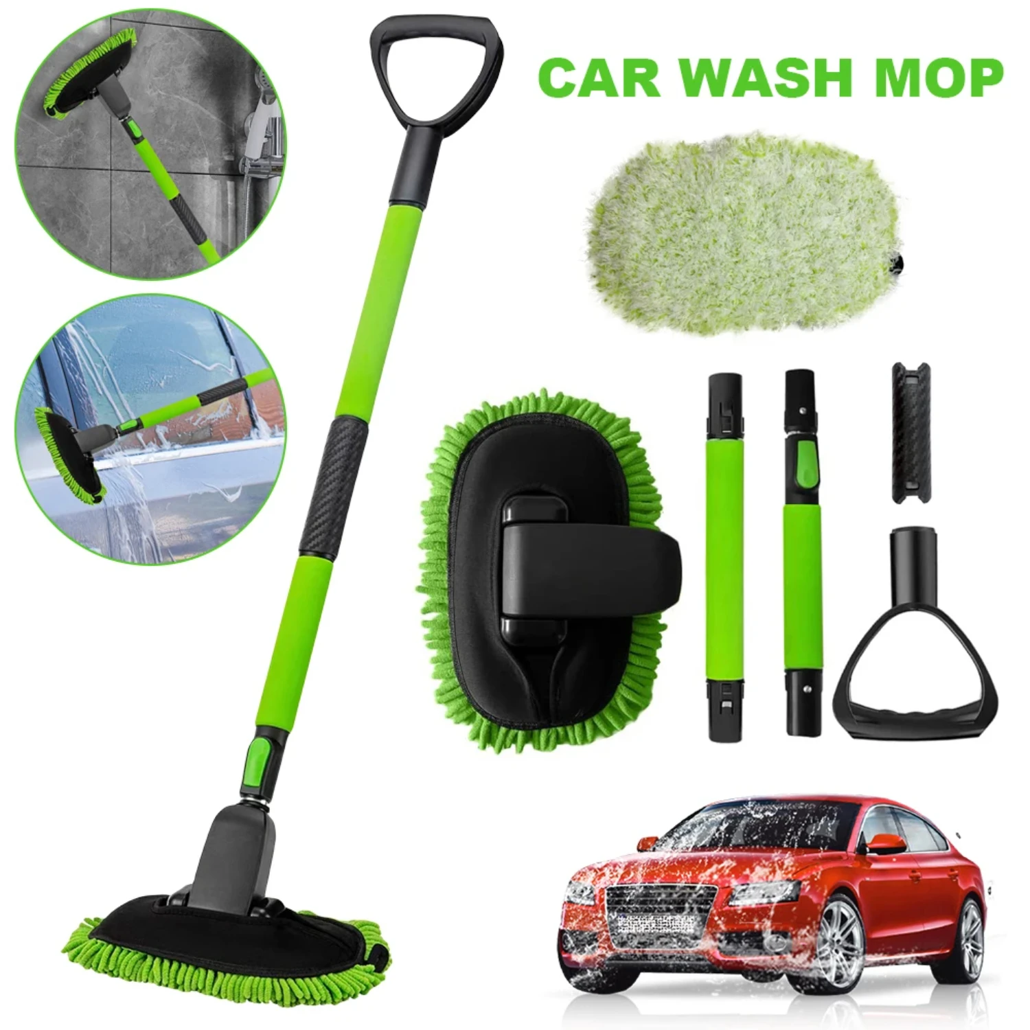 

Car Cleaning Brush Car Wash Telescopic Long Handle Cleaning Mop Super Absorbent Chenille Microfiber Broom Auto Accessories