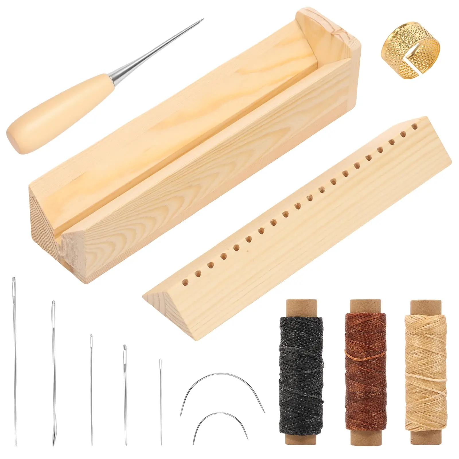 Wooden Portable Bookbinding Cradle with Awl - DIY Book Making, Leather Journal Repair, Notebook & Album Restoration Tool