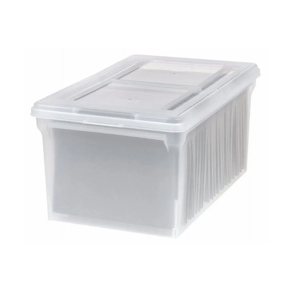 صندوق تخزين، لتعليق ملفات الحرف A مقاس (8.5 بوصة × 11 بوصة) - 11 جالون - شفاف #3