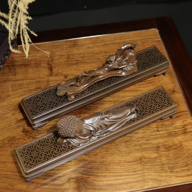 

Joss-Stick Incense Burner Household Indoor Cable Joss-Stick Incense Holder Alloy Antique Chinese Style Pane Ebony Incense Box De