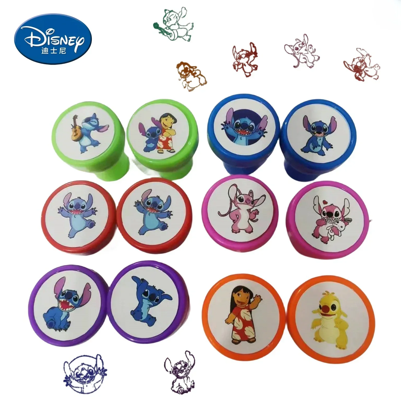 12pcs Disney Lilo & Stitch Seal Stamps Party Favor Kid Birthday Party Gift Stamp Boy Students Girls Birthday Toys Stationery