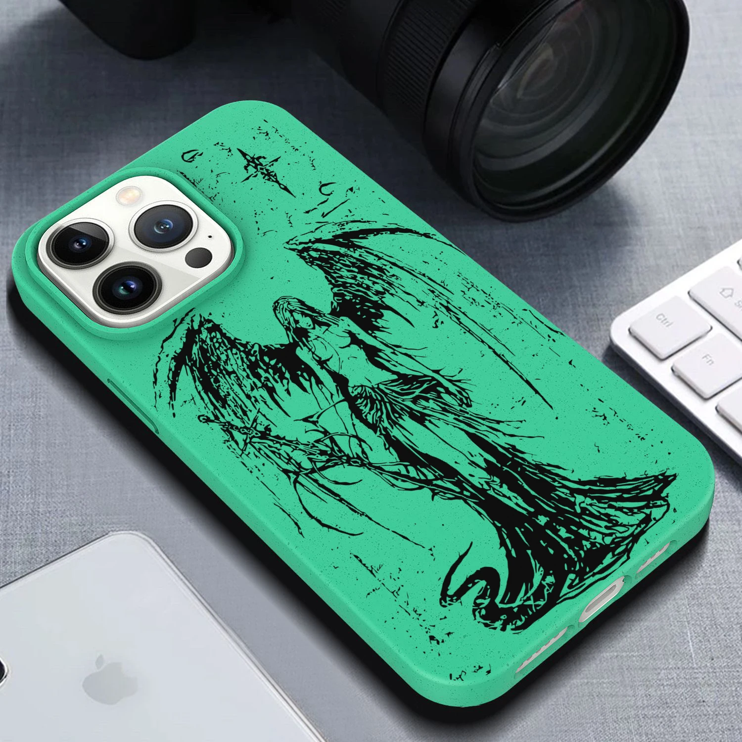 Lost angel Gothic Soft Case for iPhone Degradable Silicone Phone Cover  16 15 14 13 12 11 Pro Mini 7 8 Se Plus Xr X Xs Max funda