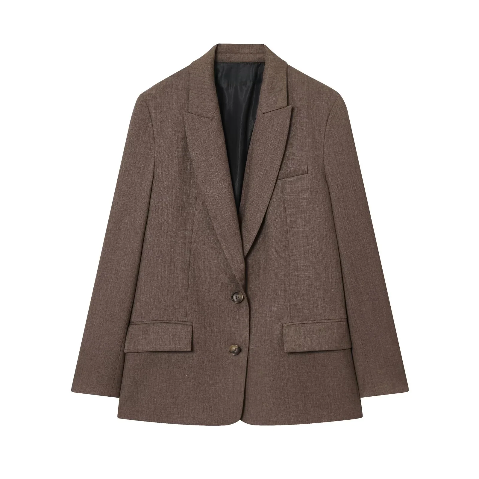 2025 الخريف جديد ملابس نسائية عادية بسيطة موضة ركاب تنوعا طوق طويلة الأكمام دعوى معطف منتصف الخصر السراويل