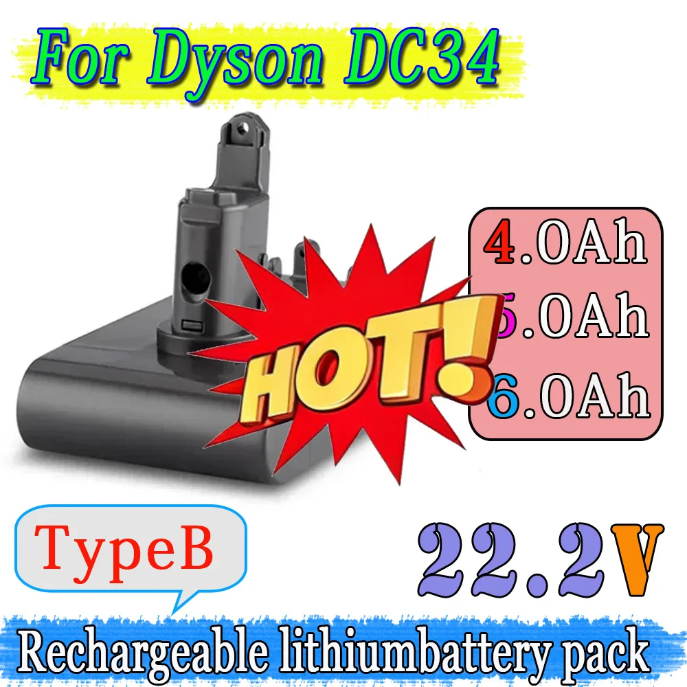 🔧DC34 B-Type 22.2V 6000/5000/4000mAH Lithium Ion Battery For For Dyson DC31 DC34 DC35 DC44 DC45 Replacement🔧