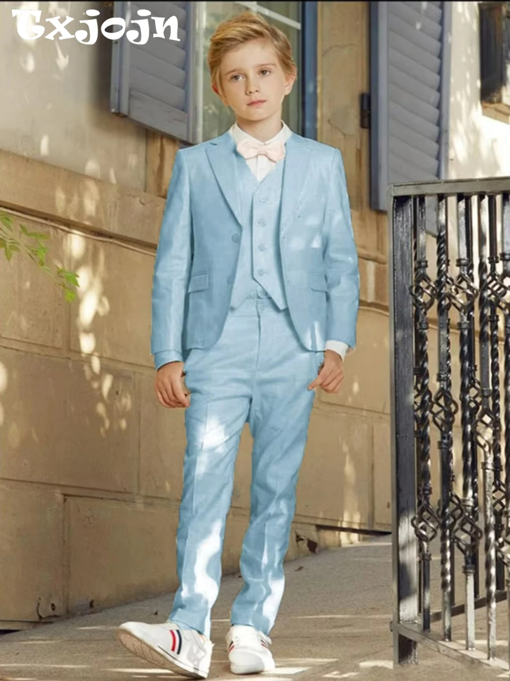 

2026 New Boys Slim Fit Suits 3 Pieces Stage Formal Blazer Sets Autumn Long Sleeved Kids Tuxedo For Birthday Plus Size Suit Set