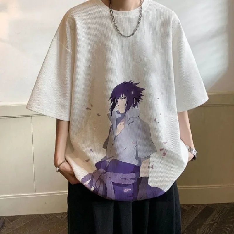 Naruto Sasuke Clothes T-shirts Fashion Summer Student Loose Version White Shirt Top Print Leisure Short Sleeved Birthday Gift