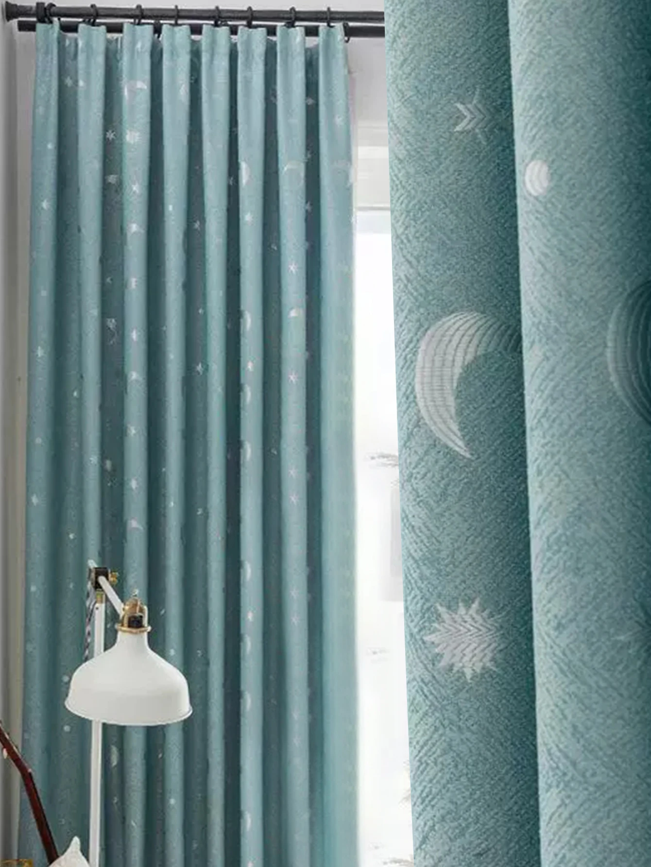 Children\'s Room Bedroom Star Shading Modern Minimalist Blue Curtains