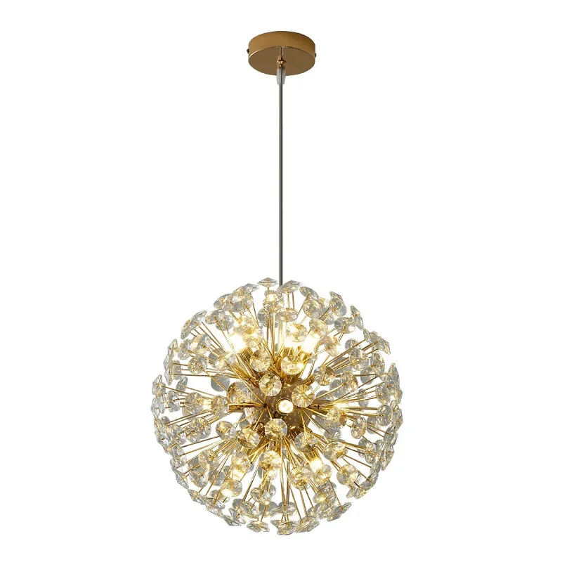 

Light Luxury Crystal Dandelion Chandelier Spark Ball Modern Bedroom Light Restaurant Bar Lighting
