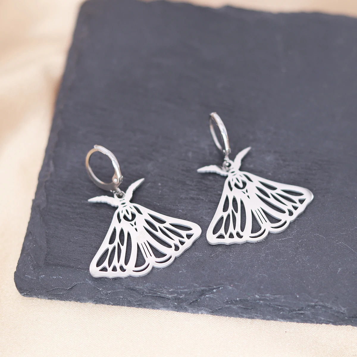 Kinitial Stainless Steel Death Moth Sun Moon Snake Mushroom Cactus Hamsa Hand Horse Earrings For Women Trendy Piercing Jewelry - view 4