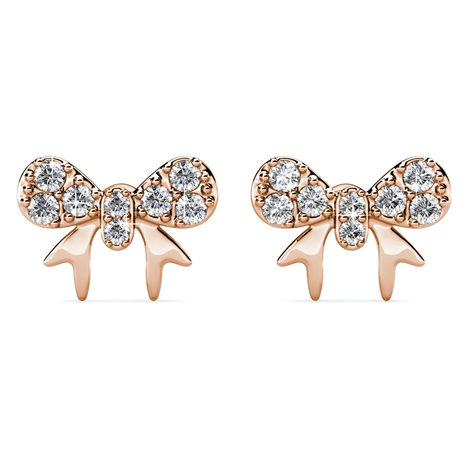 

Daisini 925 Sterling Silver Bowknot Stud Earrings with Swarovski Crystals Rose Gold Plated Fine Jewelry for Women Girls