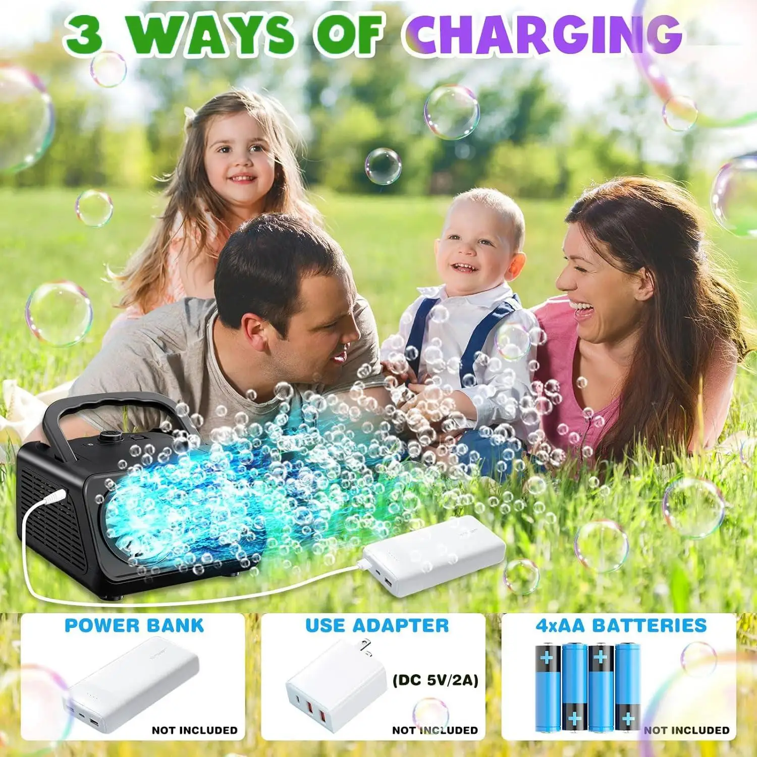 26 หลุมแบบพกพา Bubble Machine อัตโนมัติ Bubble Blower Bubbles สําหรับเด็กวัยหัดเดิน Bubble ของเล่นสําหรับวันเกิด Party ของเล่นกลางแจ้ง