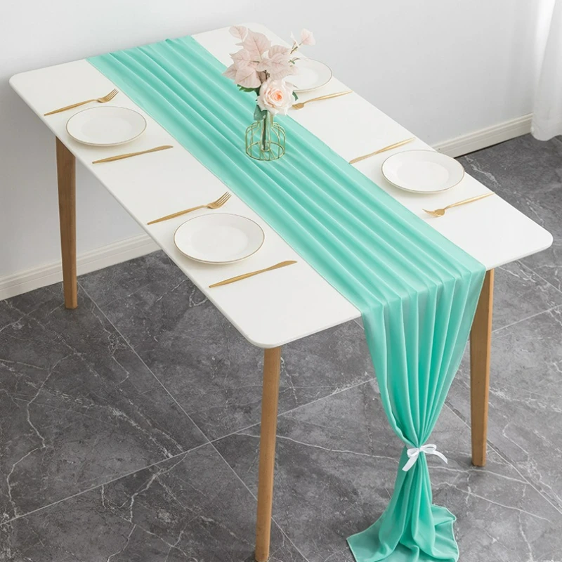 75x300cm Chiffon Table Runner Wedding Arch Gauze Vintage Romantic Wedding Chair Sashes Birthday Party Baby shower Ceremony Decor