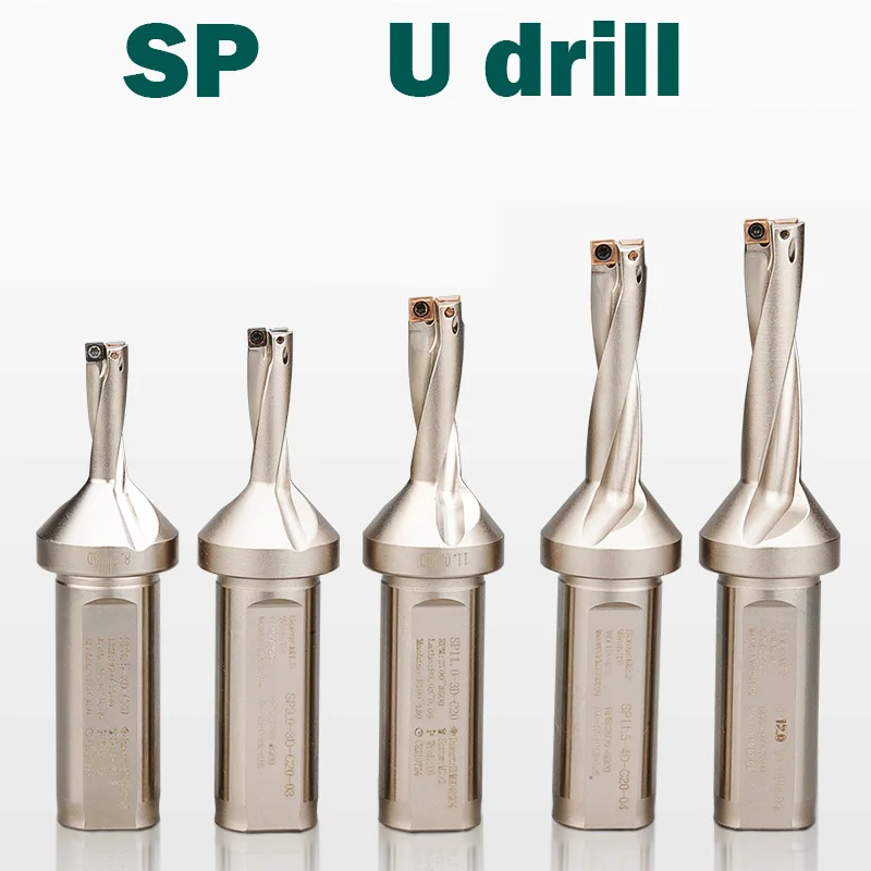 

SP Series CNC Small Diameter Insert Drill 11mm-49mm Depth 2D 3D 4D Deep Hole Flat Bottom Indexable U drill Suitable For SPMG