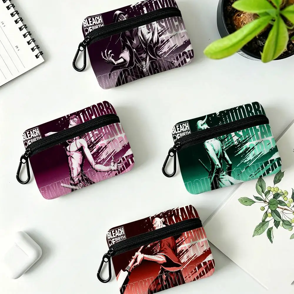 Japanese B-Bleach Portable Oxford Fabric Mini Wallet Carabiner Design Small Coin Bag For Cards Keys Earphones