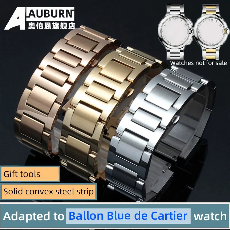 

Convex women men 14-8 16-8mm 18-11mm 20-12mm 22-14mm For Cartier Blue Ballon Stainless Steel Watch Strap Bracelet 28/33/36/42mm