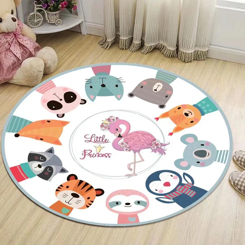 Modern Cartoon Cute Room Décor Round Carpet Lovely Decoration Rug for Children Bedroom Soft Non-slip Bathroom Mat Customizable