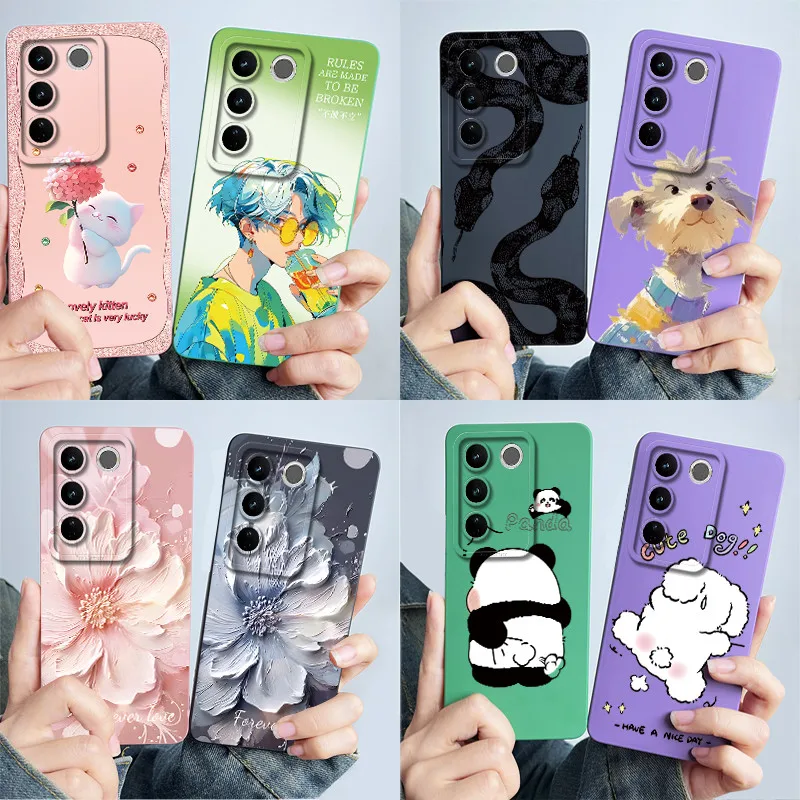 For Vivo V27 Phone Case V27pro V27 Pro Back Cover V2231 V2246 V2230 Capa Soft Silicone Sweet Painted Cartoon Printed Coque Cases