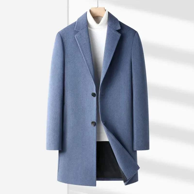 

Men's Mid Length Winter Youth Casual Solid Color Versatile Coat Jacket