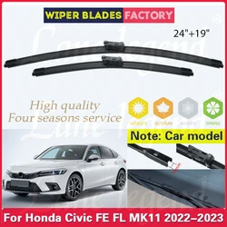 For Honda Civic FE FL MK11 2022 - 2023 Front Wiper Blades Windshield Windscreen Window Car Rain Brushes 24