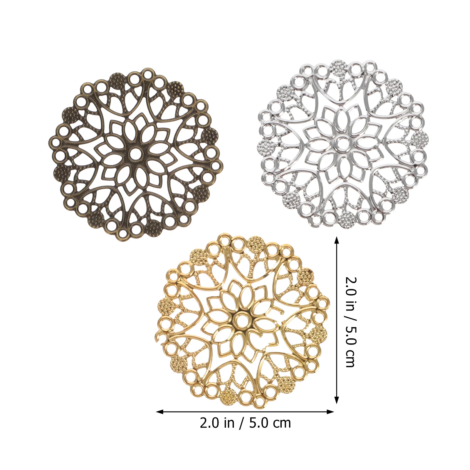 ชิ้นส่วนโลหะฉลุลายขนาดใหญ่ 60 ชิ้น สำหรับทำเครื่องประดับ DIY อุปกรณ์ทำหวีผม งานฝีมือ วัสดุทำเครื่องประดับแฮนด์เมด