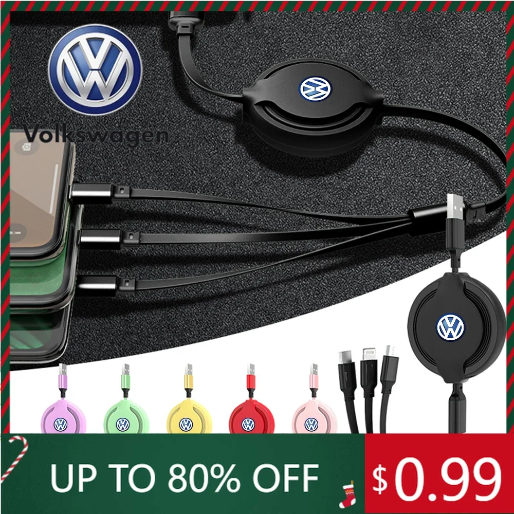 

Зарядное устройство для телефона в автомобиль VW Volkswagen Jetta MK5 Golf, быстрый кабель для зарядки, трехконтактный кабель для передачи данных для Volkswagen VW R Line Tiguan