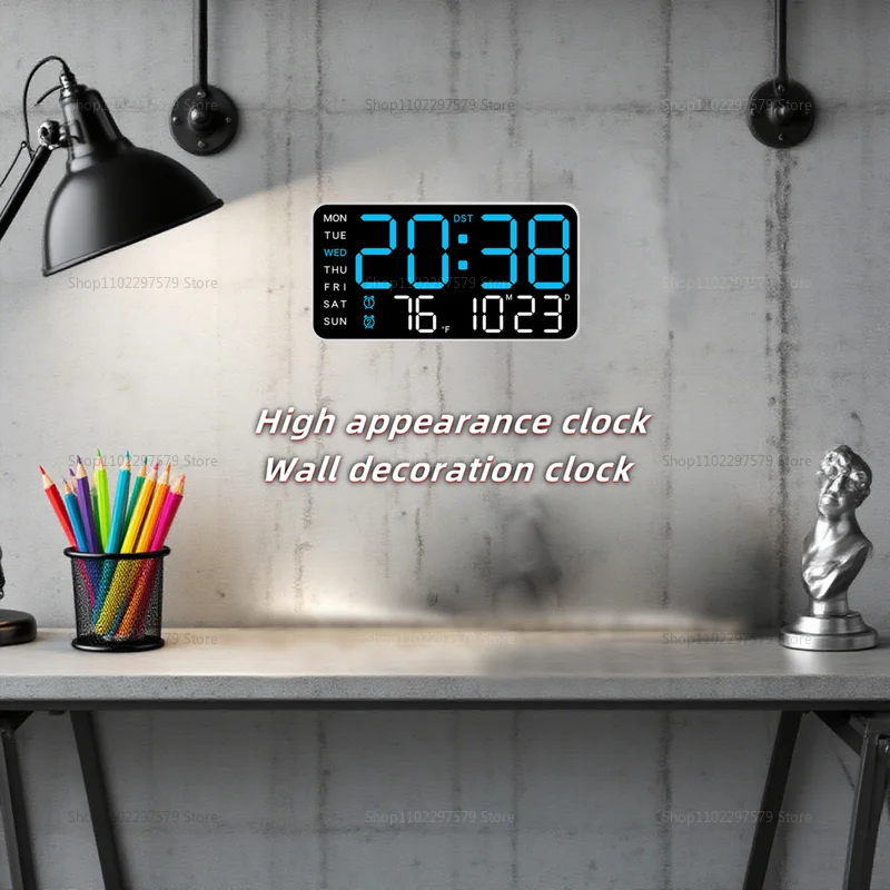 Large Digital Wall Clock LED Square Electronic Clock Multi-Function Living Room Hanging or Vertical Dual Purpose Timer