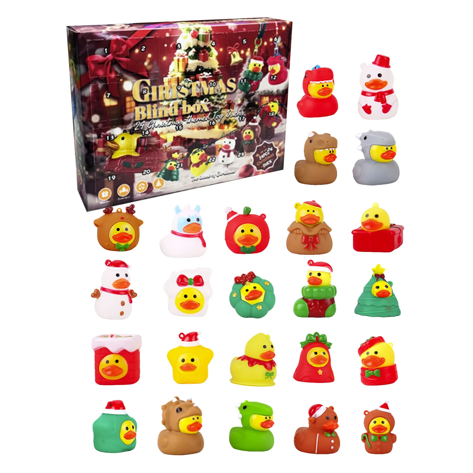 Glow in The Dark Sand Timer Each Advent Calendar Includes 24 Hidden Rubber Duck Figures Bringing Daily Countdown to Christmas