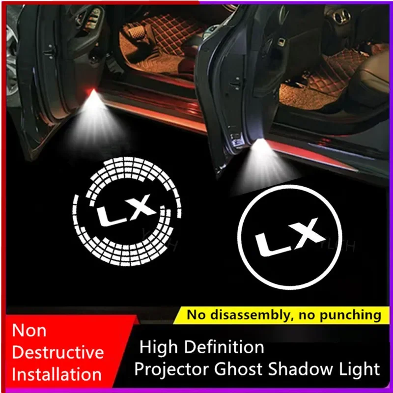 2PCS Car Light Accessory LED Door Projector Ghost Shadow Courtesy Lamp For Lexus LX 2007- 2022 2023 2024 (not fit LX570 2008)