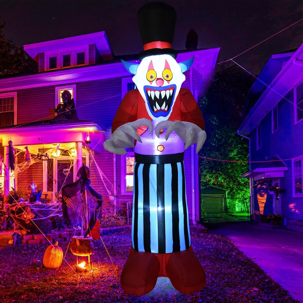 9FT 할로윈 풍선 광대 내장 LED 조명 홈 휴일 파티 야외 정원 잔디 장식을위한 마당 장식