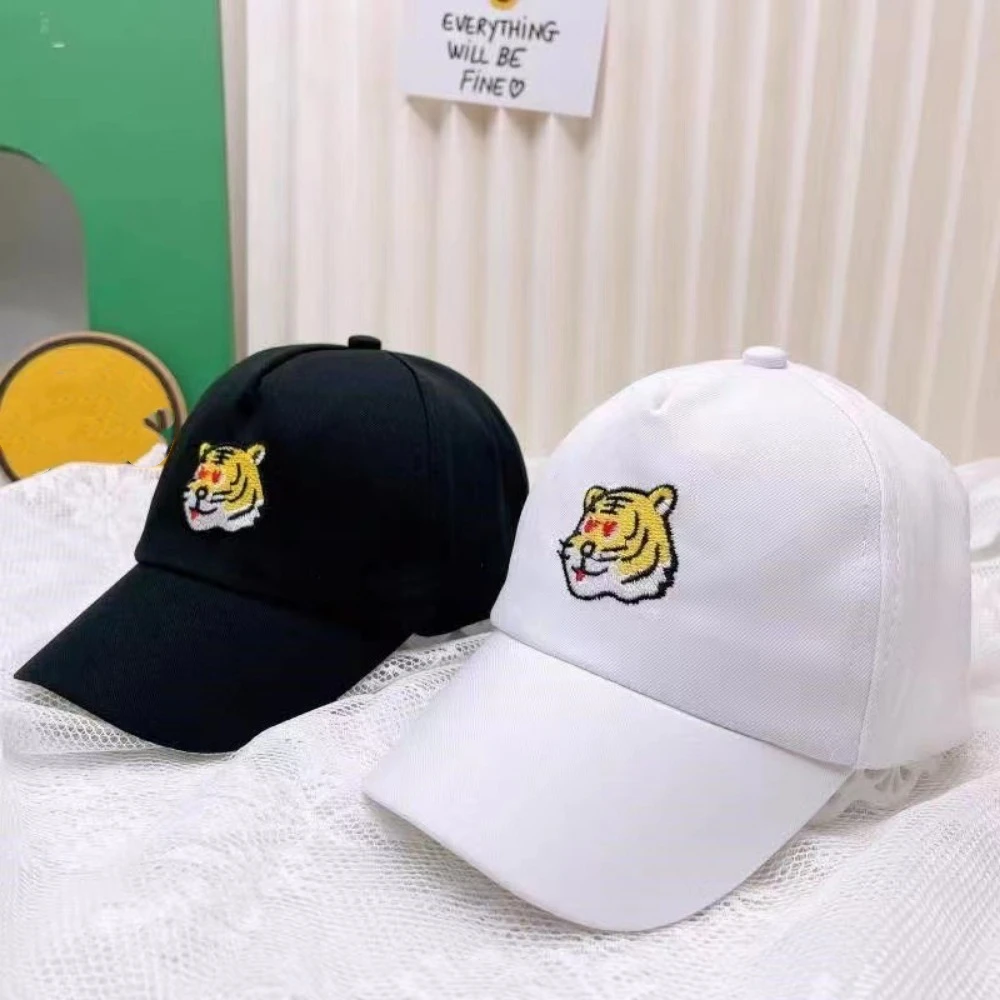 Casual Tiger Embroidery Baseball Caps Cotton Ventilate Hip-hop Hats Curved Eaves Sun Hat Outdoor