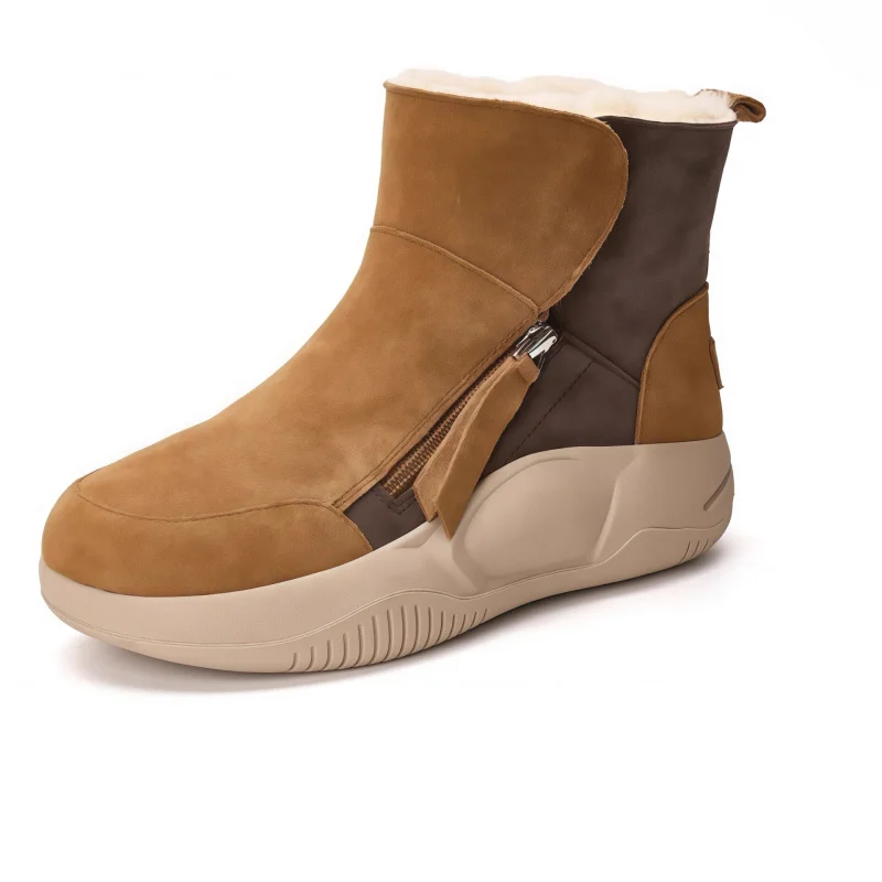 

2025 Winter Women's Snow Boots Genuine Soft Leather Thick Platform Sole Fur-Lined Slip-Resistant Warm Cozy Ankle Boots