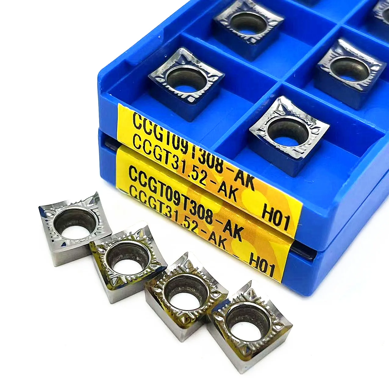 10 قطعة CCGT09T302 CCGT09T304 CCGT09T308 AK H01 الألومنيوم كربيد إدراج فهرسة التصنيع باستخدام الحاسب الآلي إدراج الداخلية قطع تحول أداة CCGT