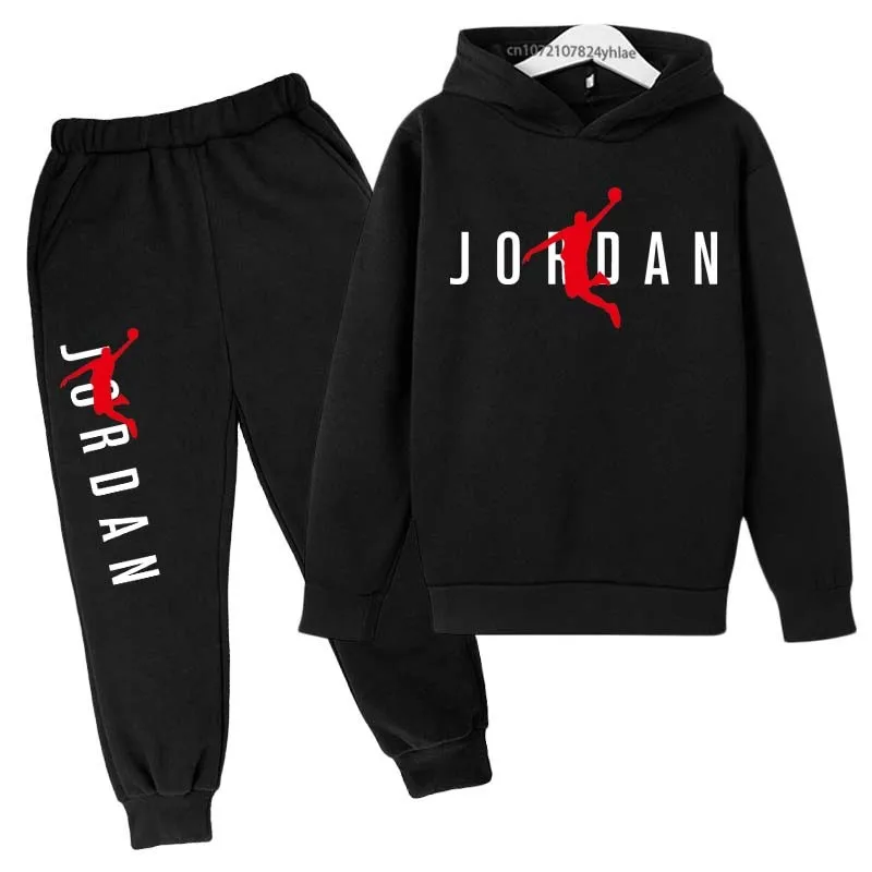 Kids Simple Letter Print 2pcs Hoodie+Pants Tracksuits 3-13 Years Boys Girls Spring Autumn Outfits Streetwears Children Clothes