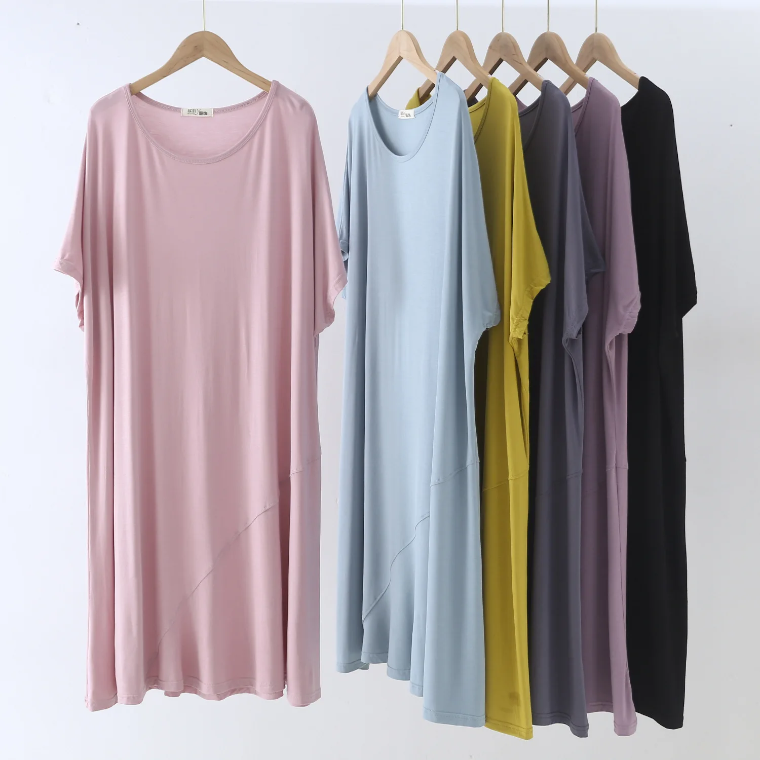 

Modal Pajamas Nightdress Summer Night Dress Women Plus Size Homewear Leisure Nightwear Loose Nightgown Pink Green Nightie 90KG