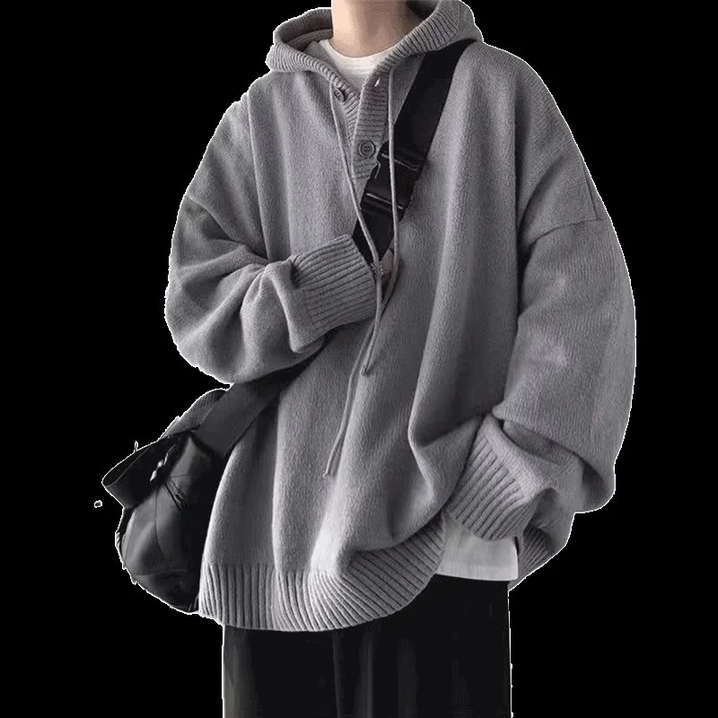 Suda Hoada para Hombre, Suéter de Punto de Manga Larga, Talla ande, Moda de Invierno, Estilo Hip Hop, Color Puro, Top...