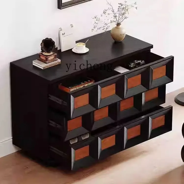 XL American solid wood retro bedroom six chest cabinet contrasting color creative entrance cabinet