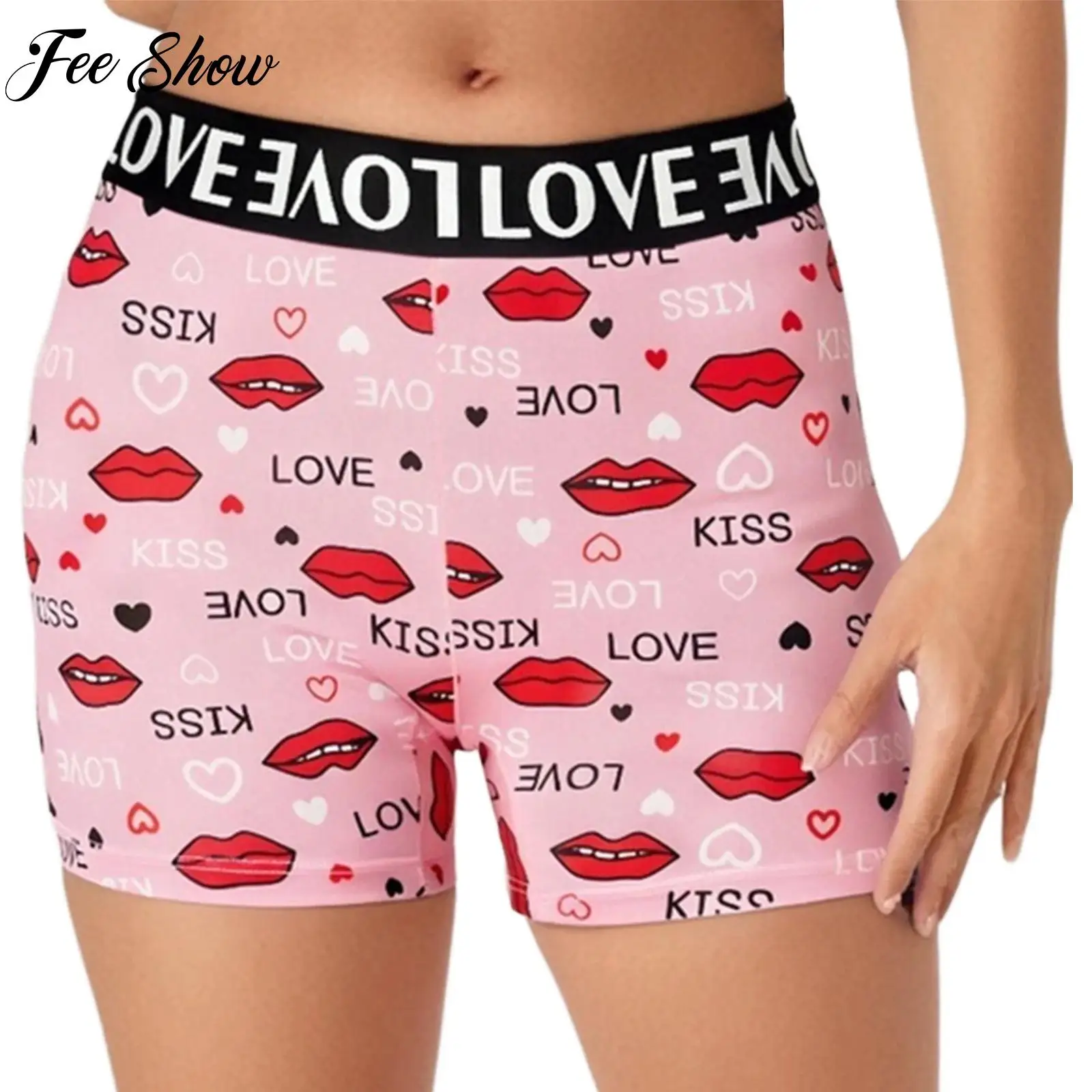

Leopard Pattern Womens Girls Fitness Training Shorts Letter Printed Elastic Waistband Panties Underwear Casual Sports Homewear