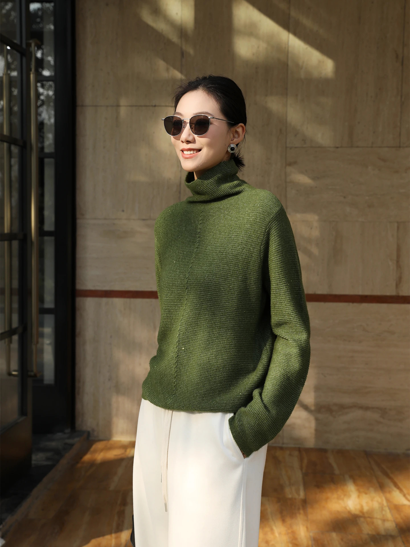 

Spring New Loose High Collar Long Sve Camere Wool Knitted Sweater Women Casual Sle Soft Warm Comfortable Fit Knitwear