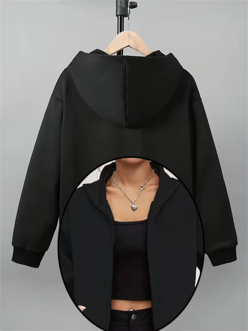 

Сплошной цвет, женские толстовки на молнии, флисовая мужская куртка, хлопковый осенне-зимний пуловер, толстовка с круглым вырезом, верхние пальто с длинными рукавами