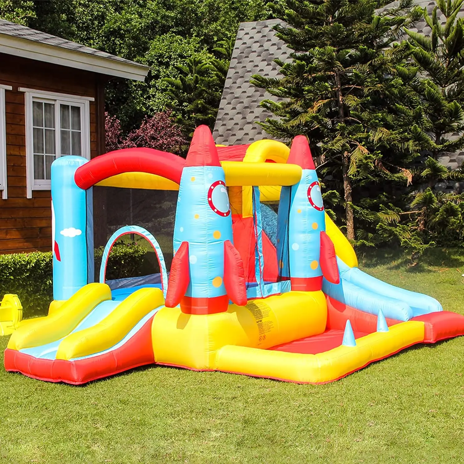 Rocket Bounce House, Inflatable Bounce House with Blower, Inflatable Bouncy House for Kids Outdoor,Toddle Bouncing House with Sl