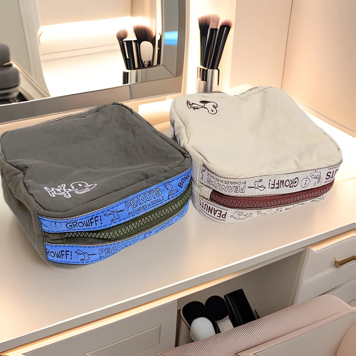 

Японский снупи, мультяшный узор с вышивкой, косметичка для хранения, ретро квадратная косметичка, туалетные сумки, чехол для хранения устройств, подарки