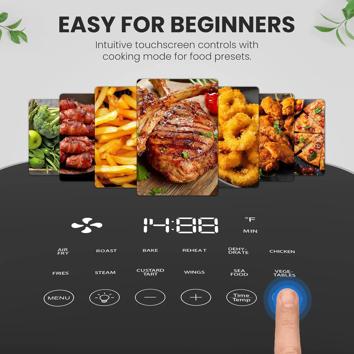 Family-Sized Square Air Fryer Oven 12-in-1, 6-Quart Capacity with Viewing Window, 400°F Rapid Air Crisp Technology for Roasting,