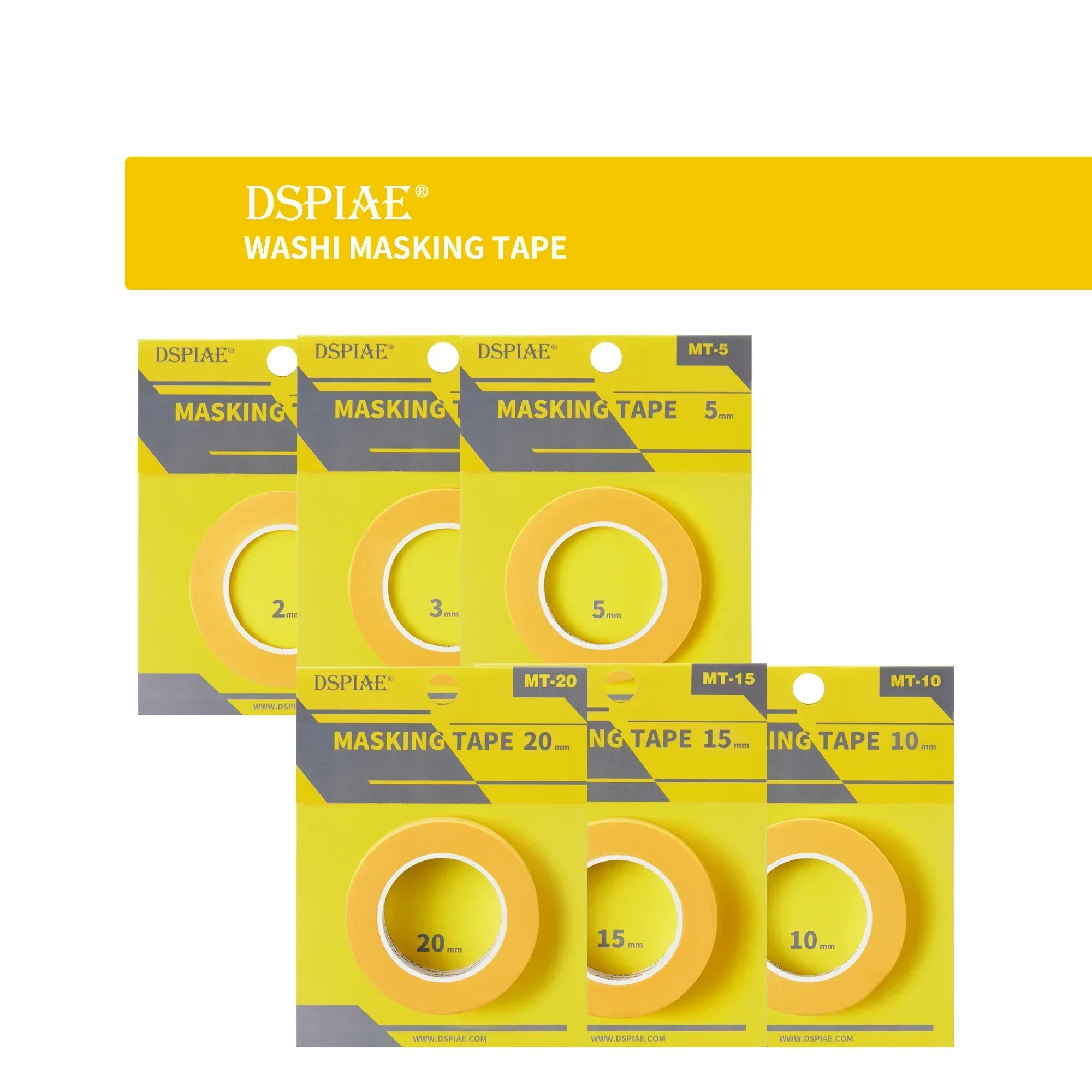DSPIAE MT Series Colored Washi Masking Tape (2/3/5/10/15/20mm Widths) – DIY Model Building Hobby Tools & Accessories