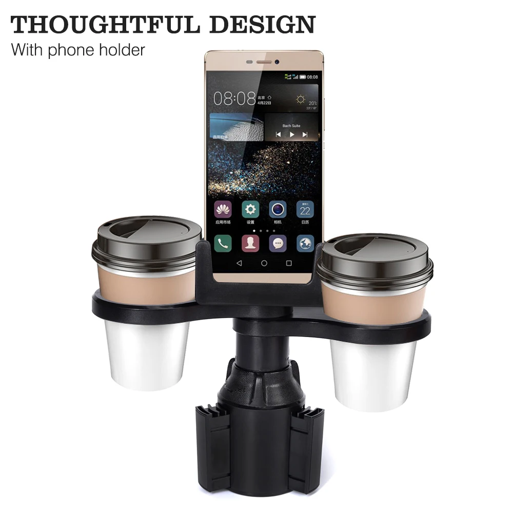 

Новый универсальный автомобильный подстаканник-расширитель, 360° ° Регулируемый органайзер для напитков с зажимом для больших бутылок с водой и кофейных чашек (черный)