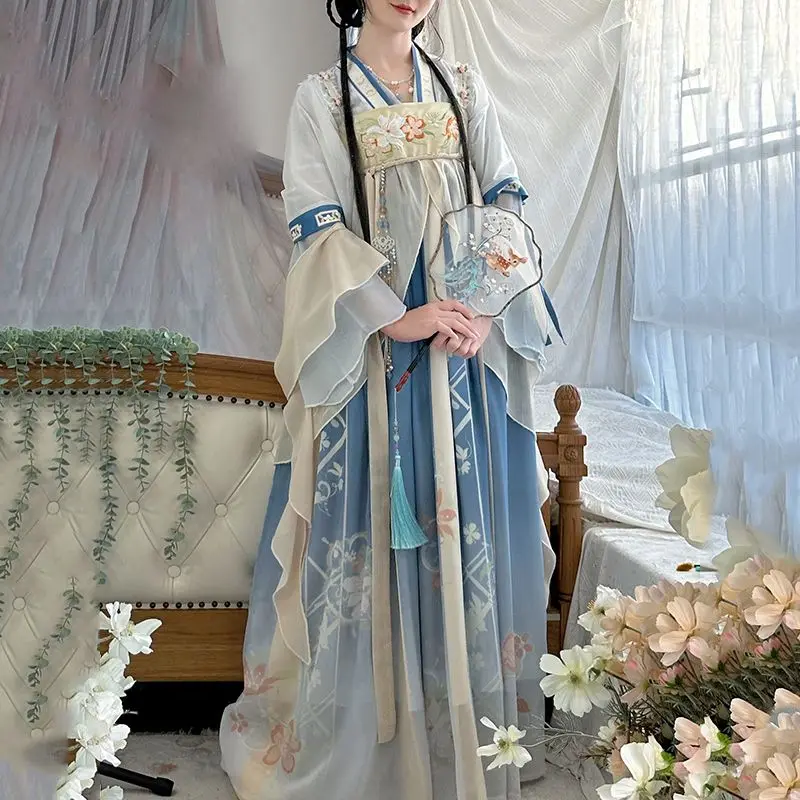 

Chinese Traditional Women Chest Level Hanfu Dress Ancient Style Tang Dynasty Fairy Cosplay Costume Embroidery Hanfu Clothing