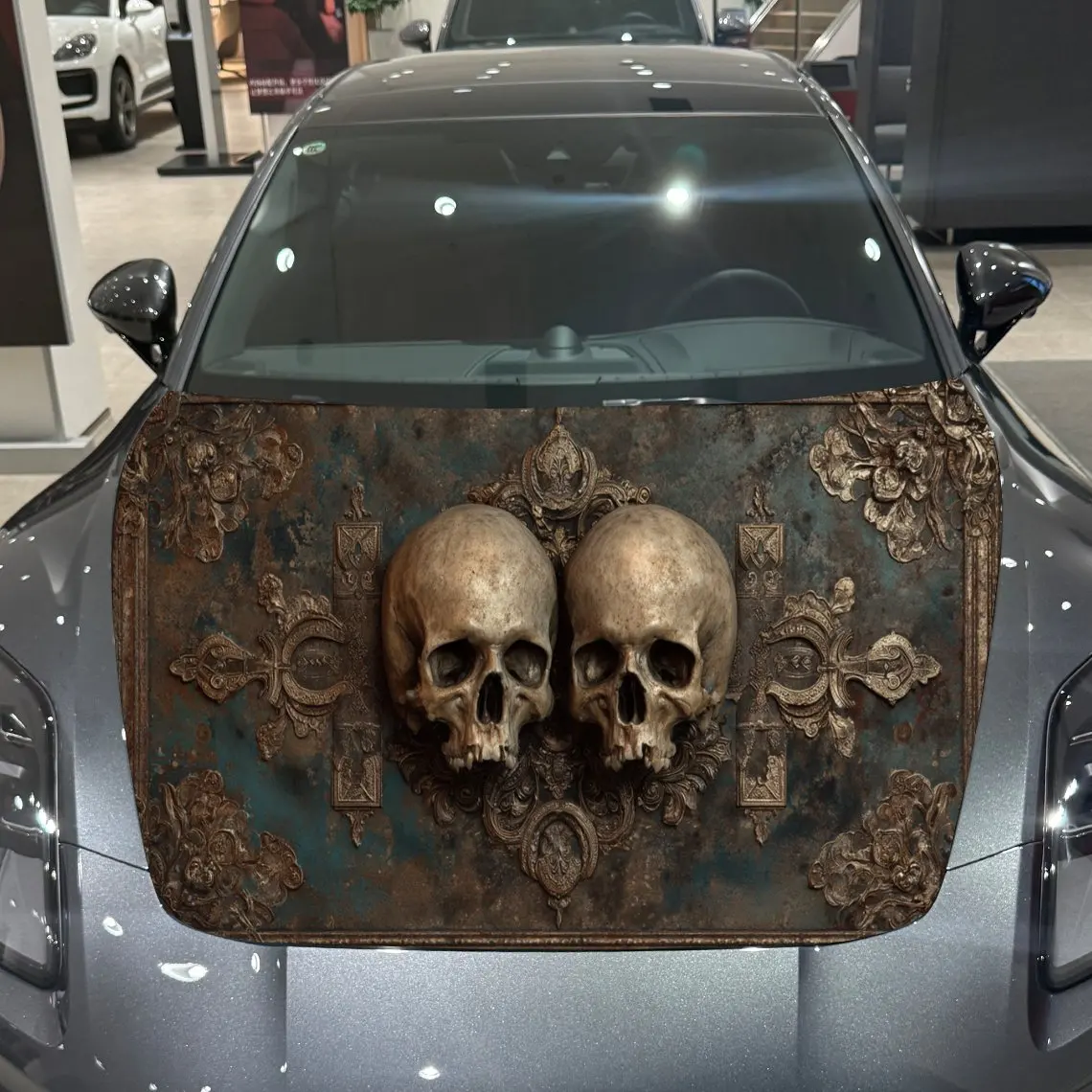 

Retro metal pattern Car Hood Vinyl Stickers Car Surface Protection Decal Car Decoration Cover Vinyl Wraps Waterproof Self-adhesi