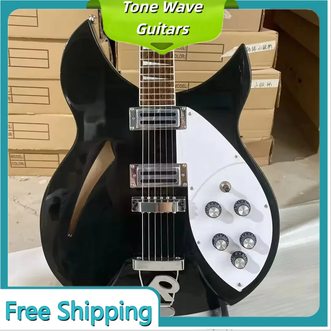 Rickenbacker 330 Electric Guitar Black Mahogany Body White Protective Board Rosewood Fingerboard HH  Pickups Novice Gift