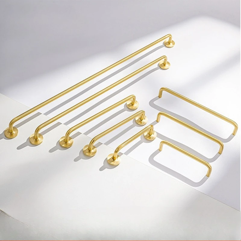 

Modern Solid Brass Furniture Handles Bedroom Wardrobe Dresser Long Cabinet Handles Golden Kitchen Cabinet Drawer Handles