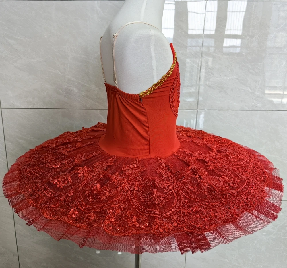 Children Professional Ballet Tutu Dress Adult Red Tutu Pancake Performance Dance Swan Lake Ballerina Costumes Girls