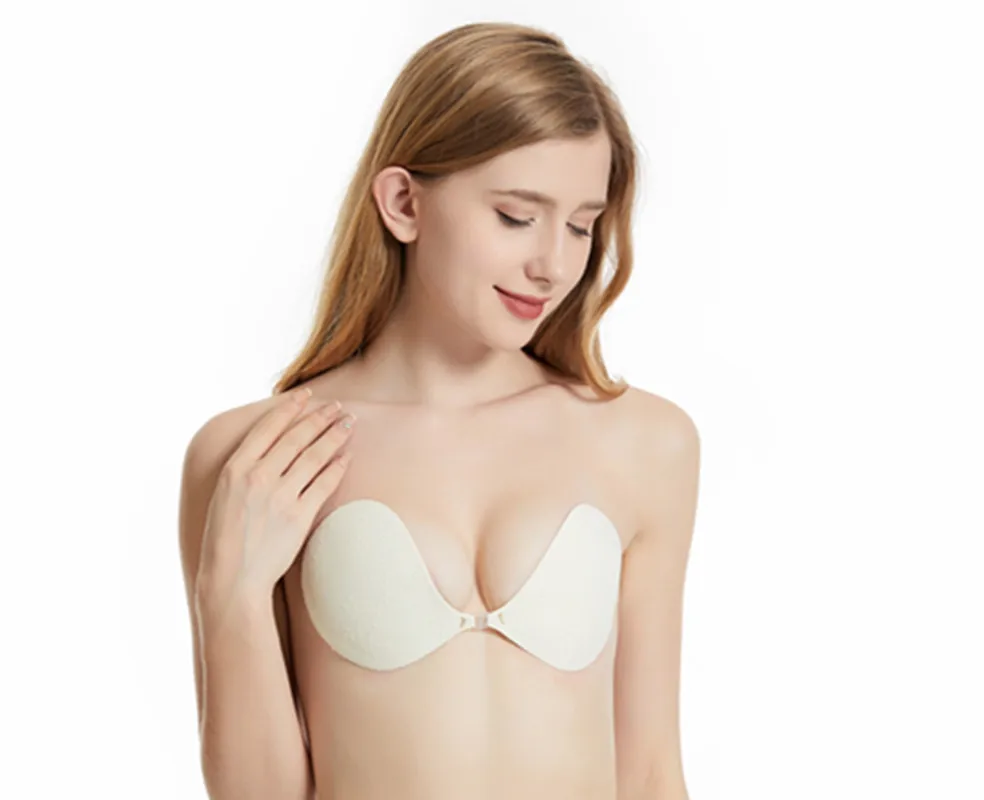 Siliconen Strapless Push-Up Bh Backless Zelfklevende Onzichtbare Kanten Stick Op Uk